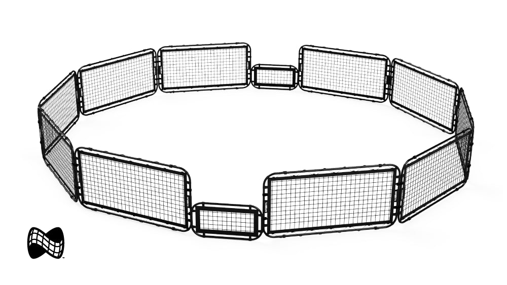 Infinets sports nets arranged in to a gaga ball pit