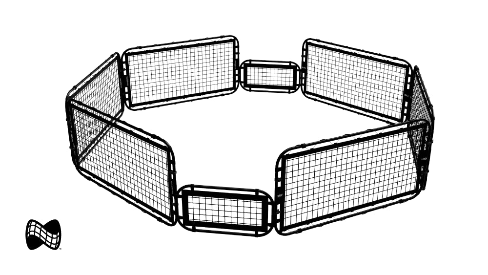 Infinets sports nets arranged in to a gaga ball pit