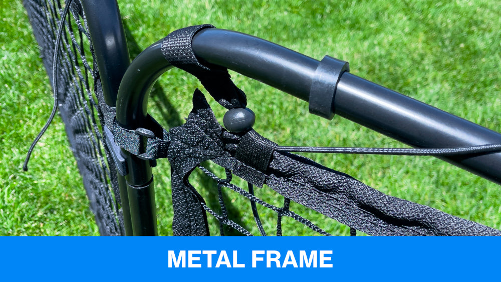metal frame sports net with text that says, "metal frame"