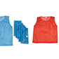 red and blue pinnies